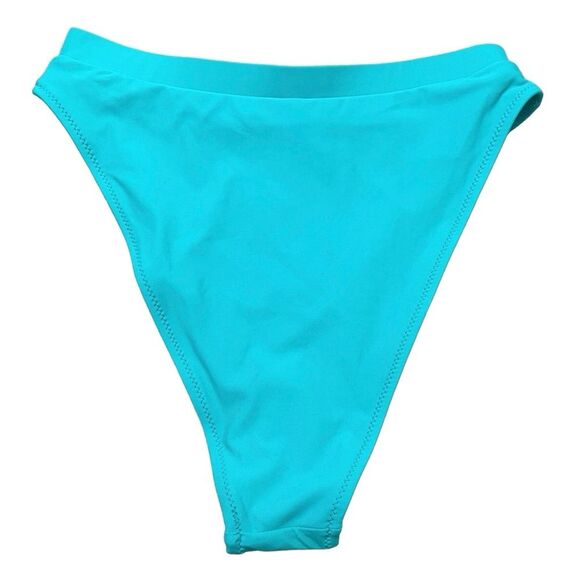 New Blooming Jelly Turquoise High Waist High Cut Leg Cheeky Bottoms Size Large - Picture 2 of 7